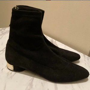 Sock Zip Up Ankle Boots with Metal Heel